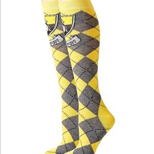 Harry Potter Hufflepuff Knee Argyle Socks Size 4-10